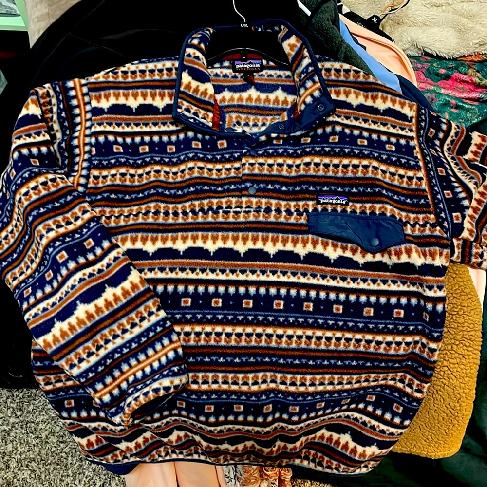 PATAGONIA Synchilla Snap-T Fleece Aztec Pullover Men’s Large Rare